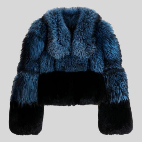 Real Fur Coat Wool Blends Fox Fur Vest Long Trench