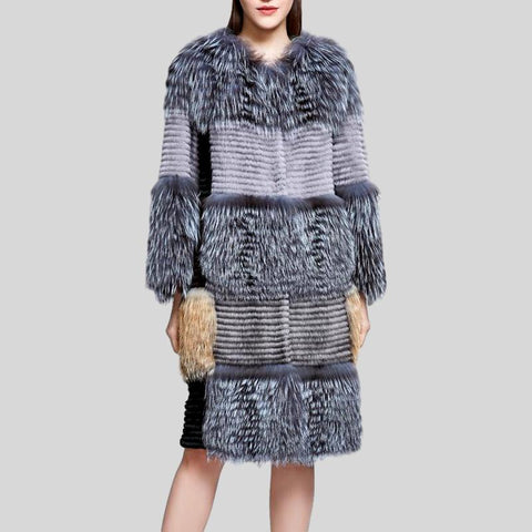 Genuine Mink Fur with Rabbit Fur Coat