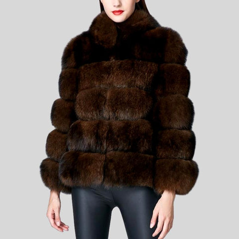 Real Fox Fur Double-Sided Wool Overcoat Style