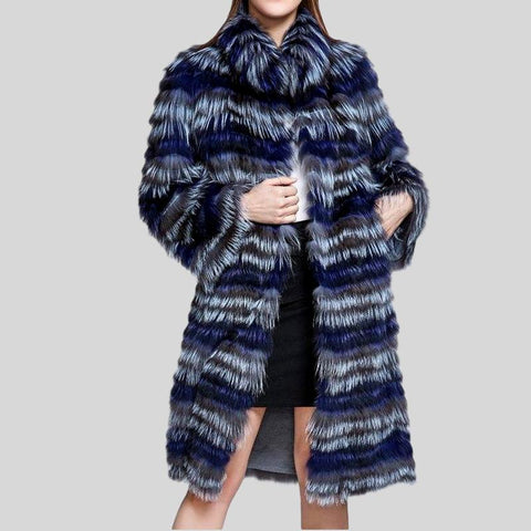 Real Fox Fur Double-Sided Wool Overcoat Style