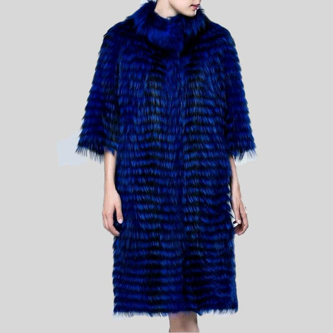 Real Fox Fur Double-Sided Wool Overcoat Style