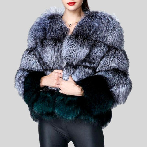 Real Fox Fur Double-Sided Wool Overcoat Style