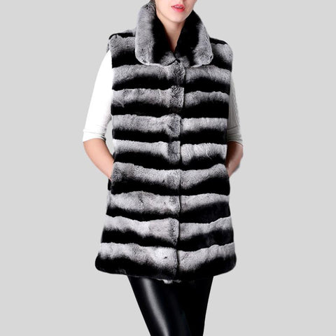 Luxury Cashmere With Black Raccoon Fur Collar Long Coat