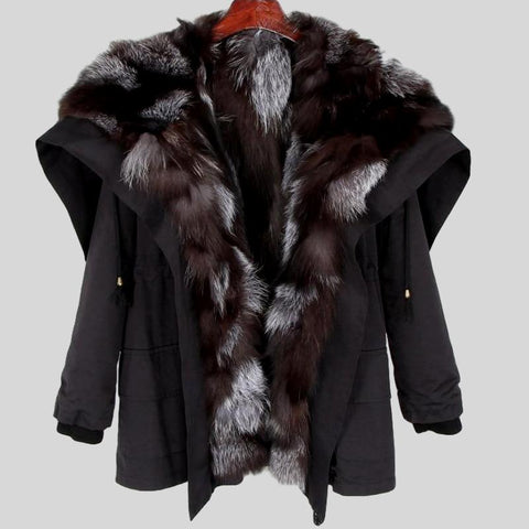 Raccoon Collar Wool Genuine Leather Jacket