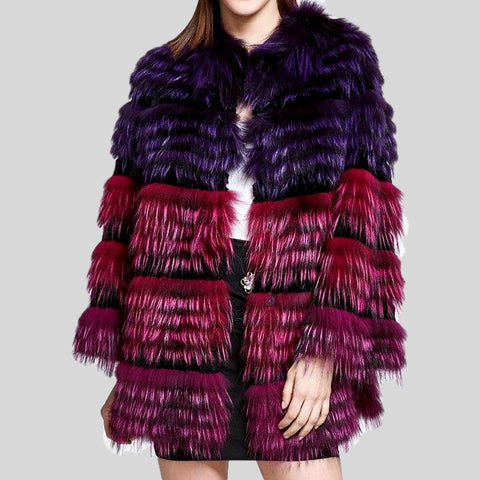 Real Fox Fur Double-Sided Wool Overcoat Style