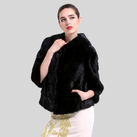 Genuine Mink Long Style with Leather Belt  Fur Coat