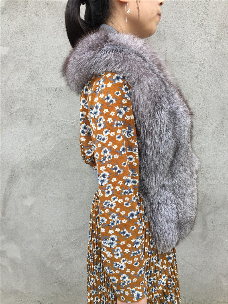 Wool Slim Waistcoat Genuine Fox Fur  Vest