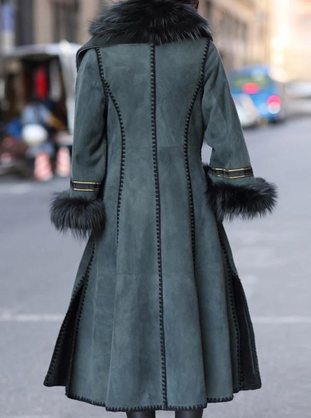 Genuine Leather Fox Fur  Winter Coat