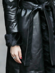 Genuine Mink Fur Collar Real Genuine Leather Down Coat