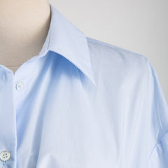 Patchwork Hit Color Kitting Lapel Collar Long Sleeve High Waist Tunic Irregular Top