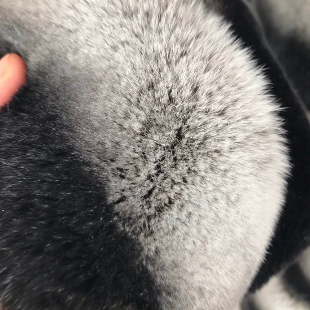 Genuine Rex Rabbit Fur Short Chinchilla Rabbit Half Sleeves Coat