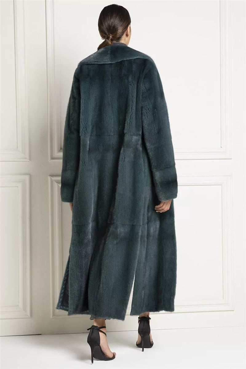Long  Genuine Mink Fur Jacket