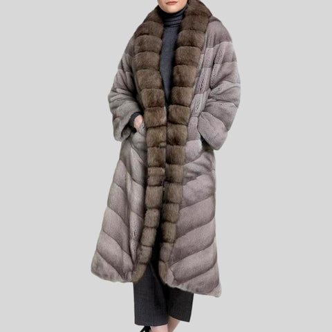 Genuine Mink Long Style with Leather Belt  Fur Coat