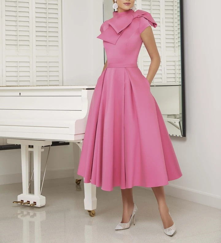 Pink Candy Color Bow Dress