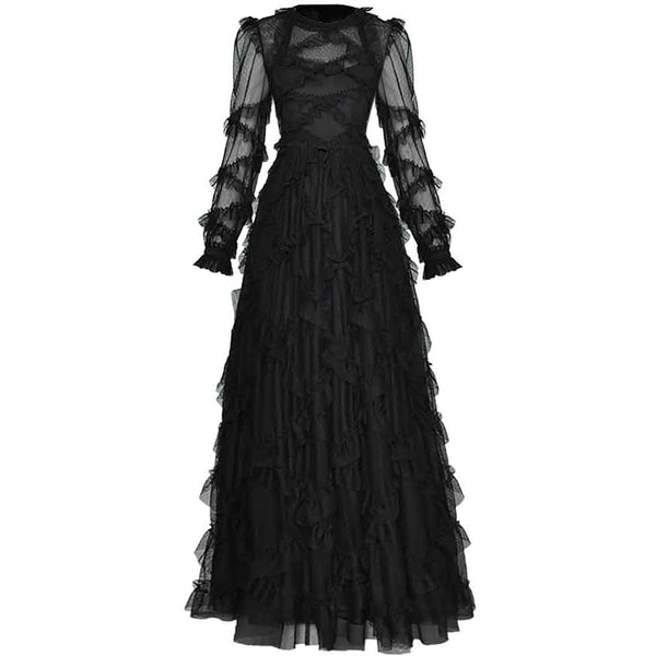 Vintage Elegant Party Dot Paint Mesh Black Dresses – Knot Bene
