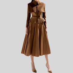 Pleated Top Skirt Wool Cashmere Set