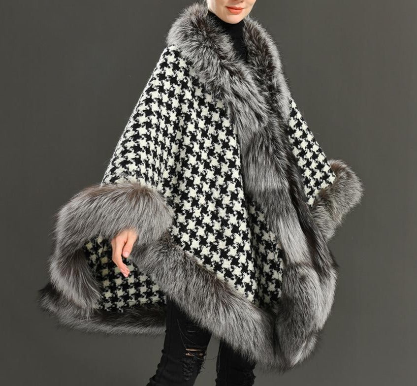 Real Fox Fur Double-Sided Wool Overcoat Style