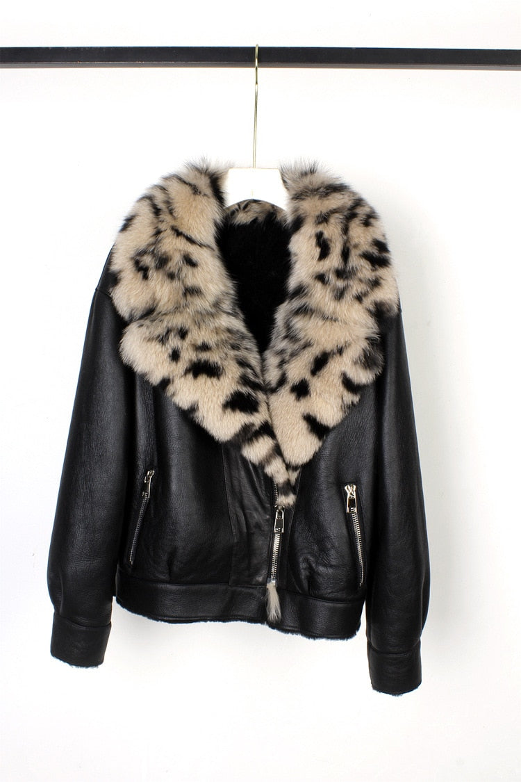 Fox Fur Collar Motorcycle Coats