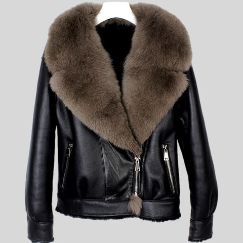 Real Fox Fur Woolen  Coat