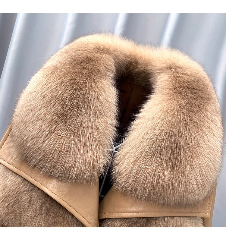 Fox Fur Turf and Genuine Leather Coat
