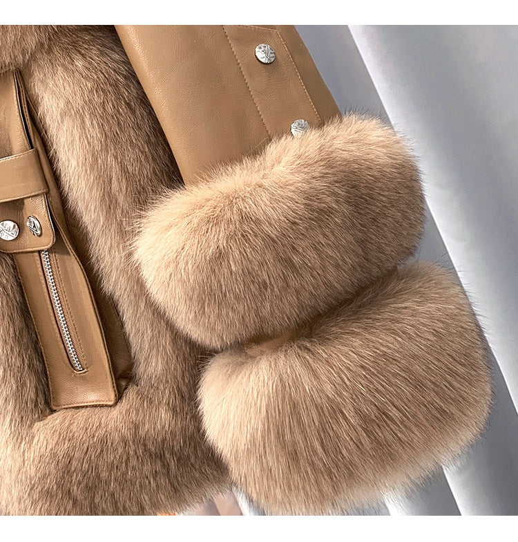Fox Fur Turf and Genuine Leather Coat