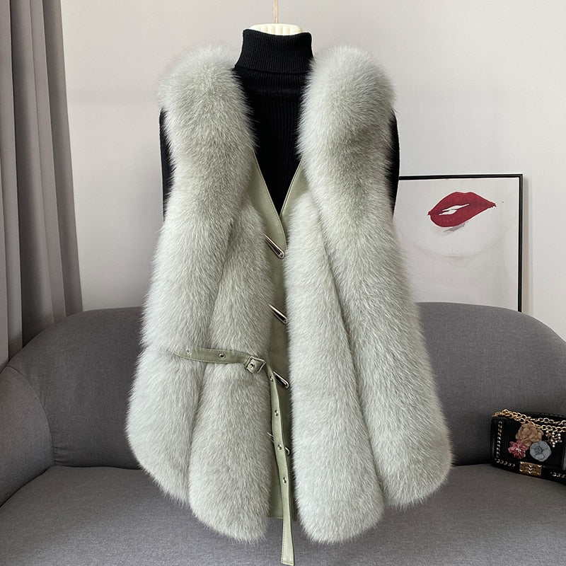 Fox Fur Vest Medium and Long Waistcoat Coat