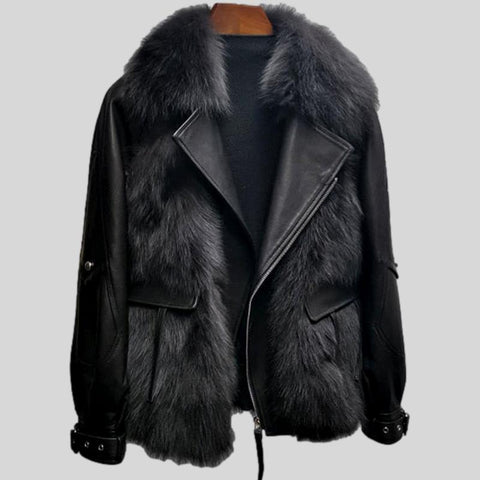 Real Fox Fur Woolen  Coat