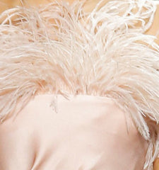 Slash Neck Solid Color Sleeveless Irregular Ostrich Feather Dress