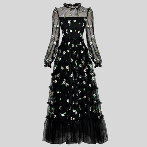 Buttons Mermaid Evening Floor-Length Long Sleeves Watteau Train  Dress