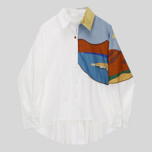 Vintage New Lapel Long Sleeve Loose Fit Shirt