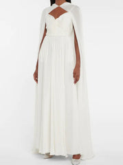 Elegant Pleated V-neck Sleeveless Tide Maxi Dress