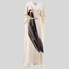 Long Vintage Elegant  Cloak Sleeves Dresses