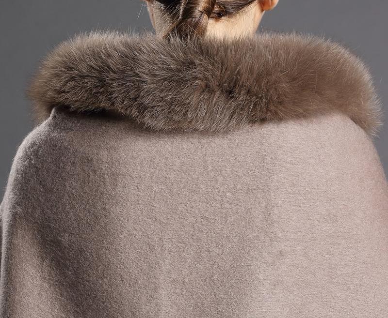 Genuine Fox Fur Collar Poncho - Knot Bene