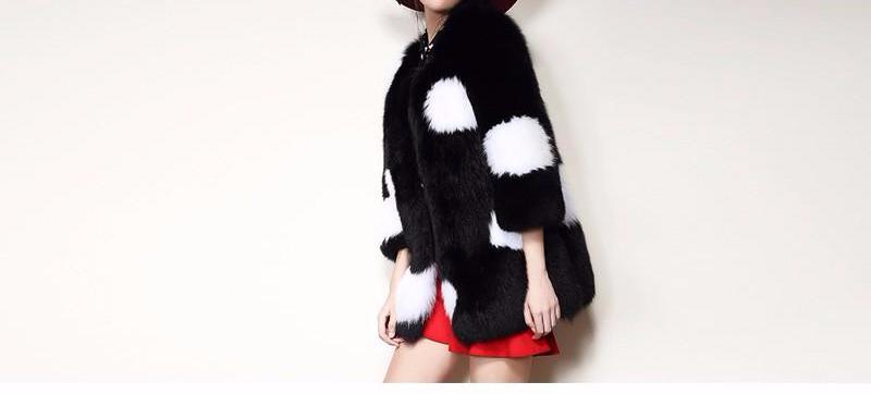 Luxury Genuine Fox Fur Black & White Coat - Knot Bene