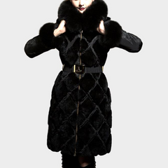 Elegant Genuine Fur Slim Duck Down Coat