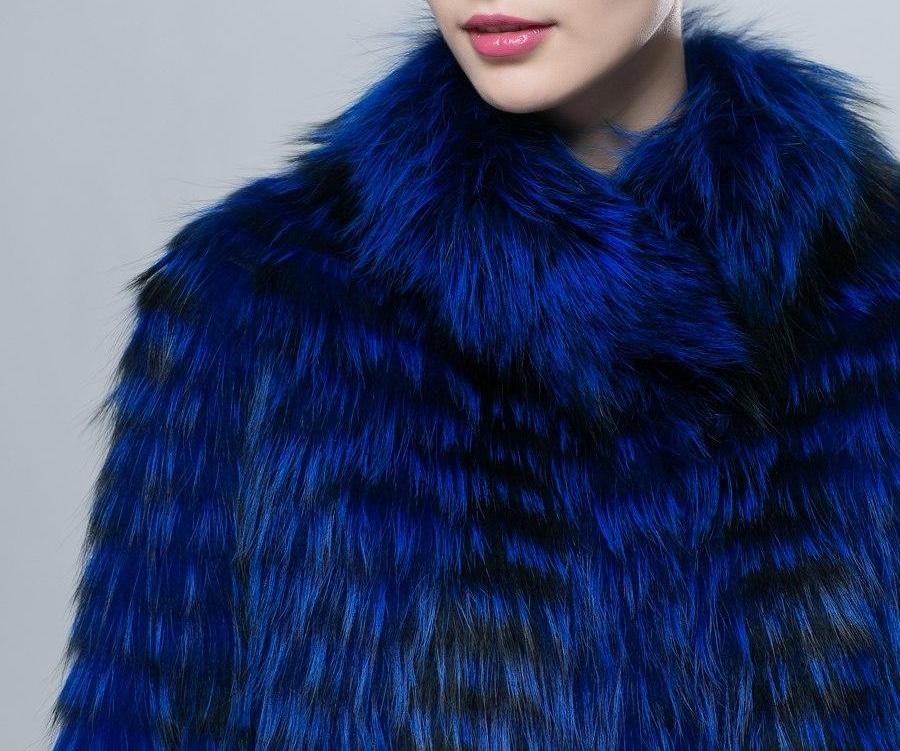 Luxury Silver Fox Fur Three Quarter Sleeves Coat