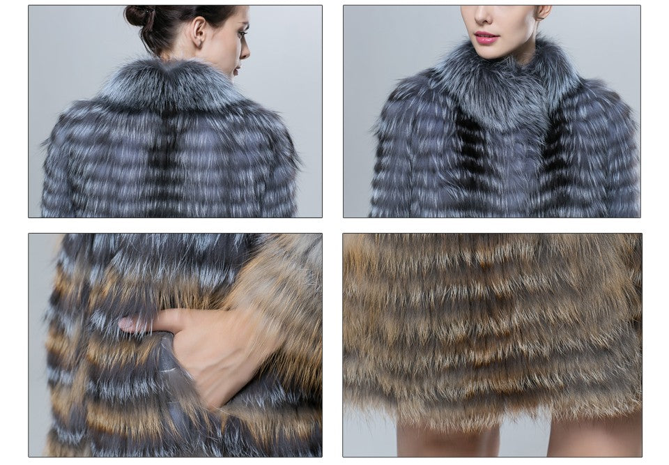 Natural Silver Fox And Red Fox Fur Coat