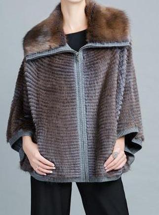 Lapel Bat Sleeves Genuine Mink Fur Coat