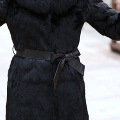Genuine Rabbit Fur & Fox Fur Collar Coat - Knot Bene