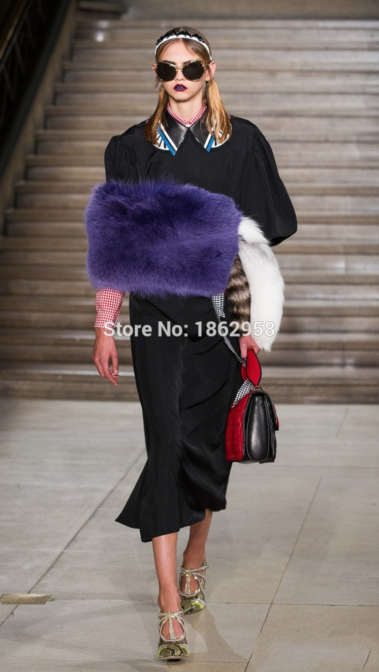 Luxury Fox Fur Big Cape Scarves with Tails - Knot Bene