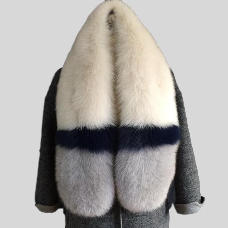 Long & Wide Three Tones Genuine Fox Fur Scarf - Knot Bene