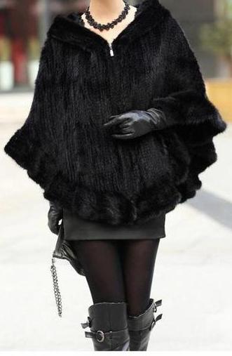 Knitted Genuine Mink Fur Poncho - Knot Bene