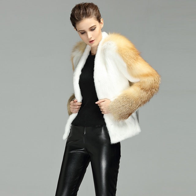 Genuine Mink with Fire Fox fur sleeve Jacket - Knot Bene