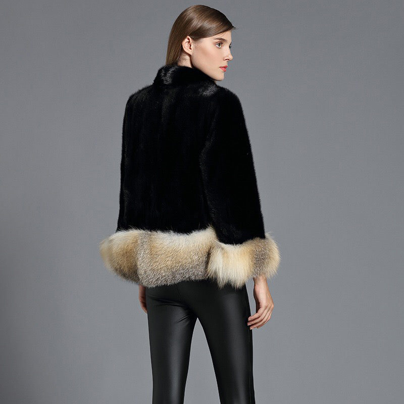 Genuine Mink Fur With Fox Fur Sashes Jacket - Knot Bene
