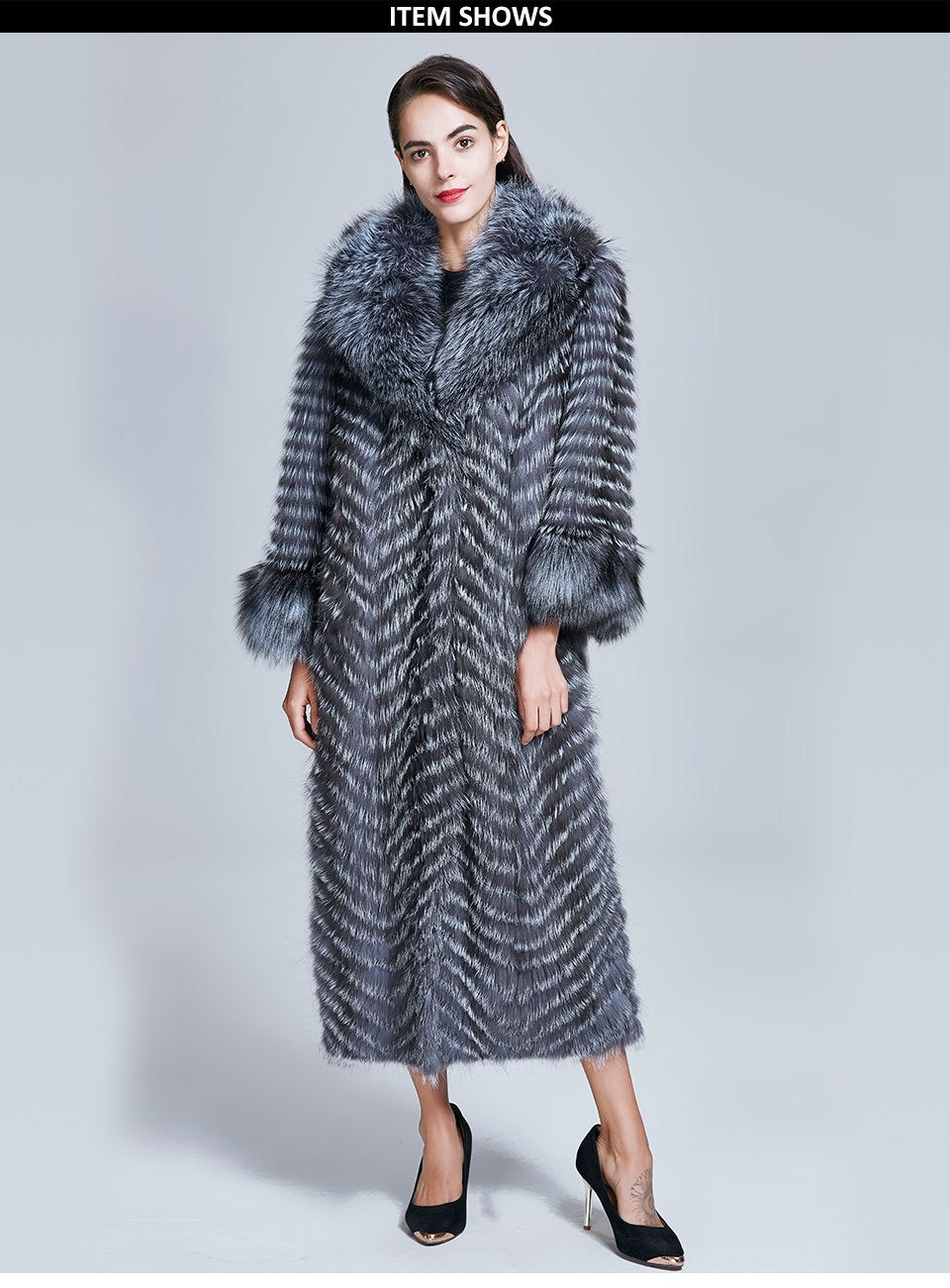 Genuine  Silver Fox Fur Coat