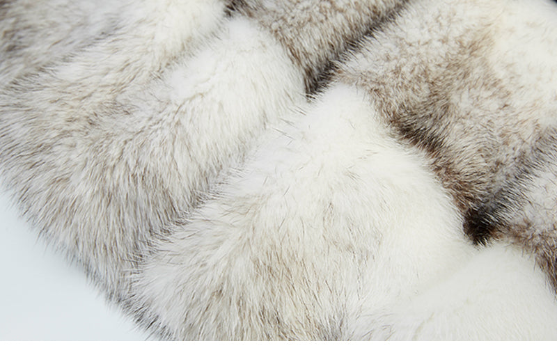 Genuine Mink  Fur  O-Neck Patchwork Long Spliced Coat