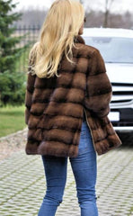 Genuine Mink Fur Stand Collar Jacket