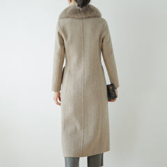 Wool Cloak Fox Fur Collar Removable Woolen Coat