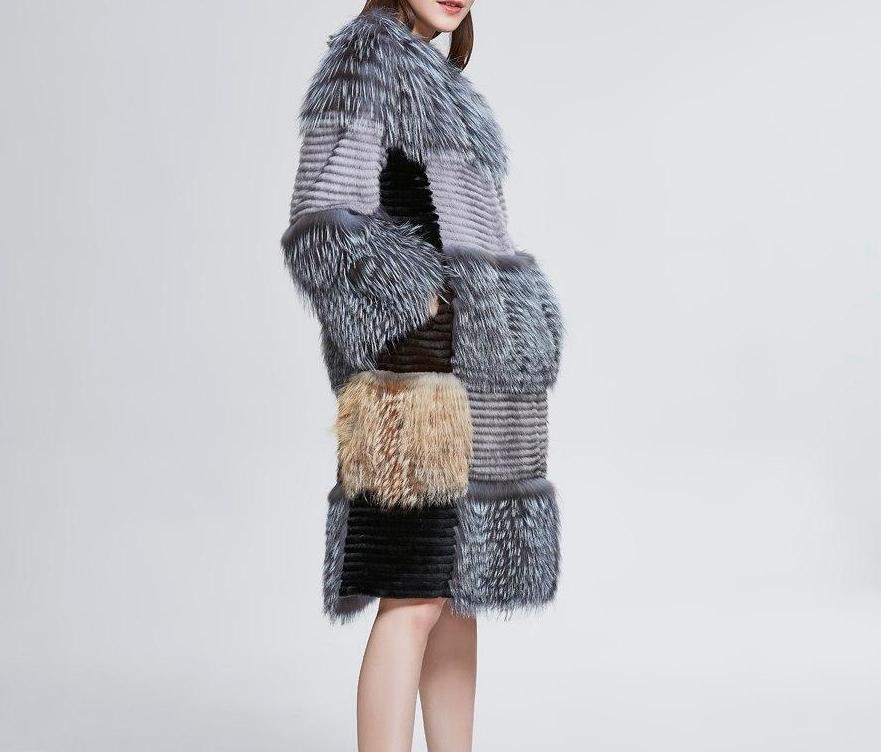 New Square Style Genuine Mink Fur Coat