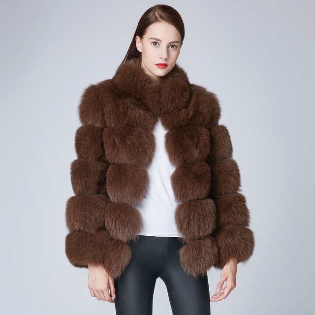 Genuine Think Stripped  Fox Fur Coat
